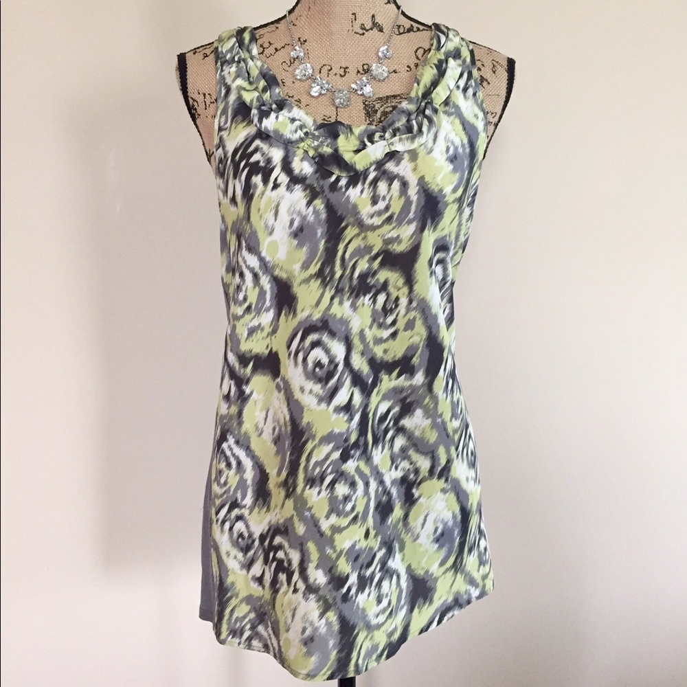 INC green/gray silk tank